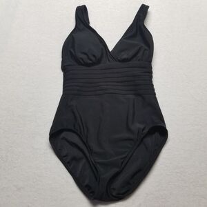 Aqua Green S Swimsuit One Piece Black Hi Waist Classic Adj Straps Padded Basic